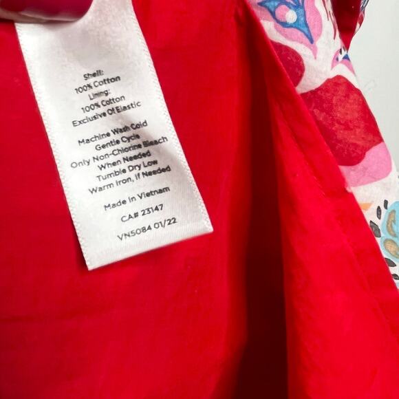 Talbots Womens Fit And Flare Midi Dress 16 Red Colorful Paisley Cotton Summer - Picture 10 of 10